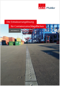 Deckblatt der Broschüre CT 250 - Die Entwässerungslösungen für Containerumschlagsflächen.
